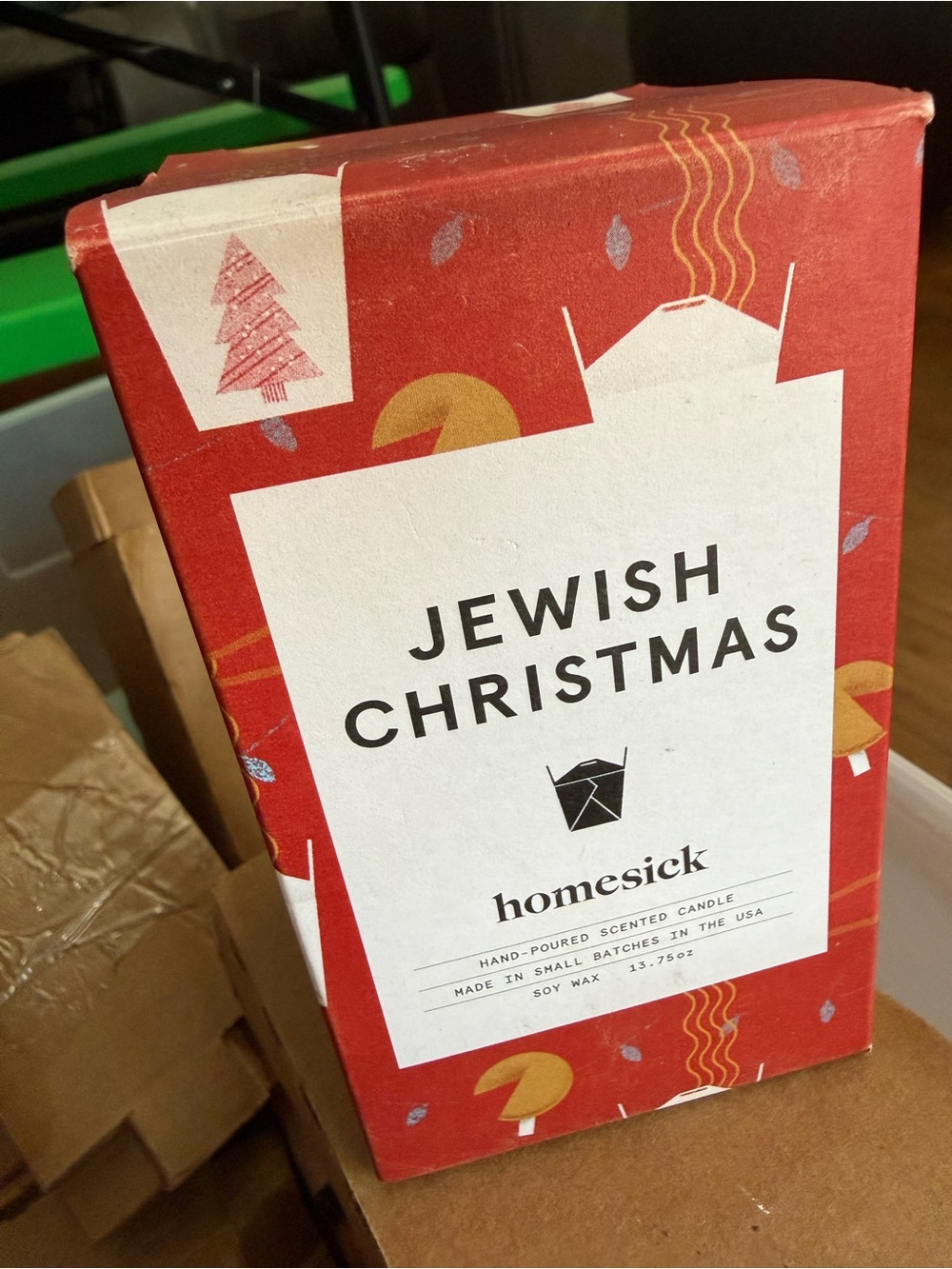 homesick Jewish Christmas Scented Candle - Red